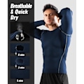 Miniatyrbillede 4 af 7: Pakke af Langærmede Løbetoppe til Mænd, Base Layer Kompressions Top T-Shirts, Hurtigtørrende Fugttransporterende Gym Atletisk Træning Workout Tee Shirts L Black+blue