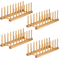 Miniatyrbild 1 av 7: 4-pack bambu skåp diskställ-tallriksställ stativ grytlockhållare, köksskåpsorganisatör för skål, kopp, skärbräda och mer, 33 x 12 x 10,5 cm