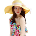 Miniatyrbilde 2 av 5: Kvinners solbeskyttende bredbremmet stråhatt sammenleggbar floppy hatt sommer UV-beskyttelse strandhatt C1 f gul C1 f gul C1 f yellow