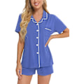 Miniatyrbild 3 av 6: Kvinnors Pyjamas Set Kortärmad Nattkläder Dam Button Down Nattkläder PJ Set med Ficka M Lavender