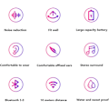 Pikkukuva 6 / 7: Langattomat Bluetooth-kuulokkeet - Värikkäät valot / Kokoontaitettavat / Suuri akkukapasiteetti / Sisäänrakennettu mikrofoni - Bluetooth 5.0 / 10 m kantama / Stereo surround White