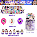 Miniatyrbillede 3 af 5: Taylor Swift-tema fans Swiftie fødselsdagsfest dekoration omfatter et banner, balloner, kagepynt