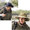 Miniatyrbild 6 av 7: Superbreda solhattar för män, utomhus fiske hink Boonie hatt vattentät andningsbar mesh keps för vandring resor camping trädgårdsskötsel & båtliv Khaki One Size