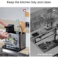 Miniatyrbild 5 av 7: Diskhoorganiser i rostfritt stål med inbyggd tvålbehållare och diskmedelspump