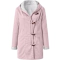 Miniatyrbillede 6 af 7: Damer Vinterjakker Udsalg Plus Størrelse Dame Fleeceforet Jakke Hoodies Lomme Uld Casual Hættetrøjer Horn Knapper Casual Varmt Jakke Trench XL 01 Pink