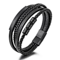 Miniatyrbillede 1 af 3: Punk Multilayer Vævet Rustfrit Stål Læder Reb Armbånd 19cm 19 cm