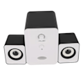 Miniatyrbillede 6 af 7: USB-drevet skrivebordshøjttaler computerhøjttaler med subwoofer til pc bærbar tablet desktop blændende version sort hvid