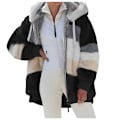 Miniatyrbillede 2 af 4: Dame Vinterjakke Plus Størrelse Hættetrøje Tyk Varmt Jakke Yderbeklædning med Lomme Lynlås Cardigan sort XL black XL