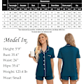 Miniatyrbild 5 av 5: Dam Pyjamas Set Kortärmad Nattkläder Dam Knapp Ned Nattkläder PJ Set med Ficka L Deep Blue