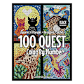 Miniatyrbillede 1 af 5: 100 QUEST Farvelæg efter tal - Pusle Malebog for voksne, Bærbar Nem Farvelægningsaktivitetsbog, Perfekt Gave