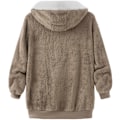 Miniatyrbild 6 av 7: Huva jacka dam teddy fleece kappa övergångsjacka med huva med fickor dragkedja höst vinter plysch jacka fleece jacka vinter M D Khaki