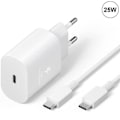 Miniatyrbild 1 av 4: 25W Vit Typ-C Laddare Pack + Typ-C Kabel för Samsung Galaxy A25 A15 A05 A05s A35 A55
