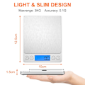 Miniatyrbilde 2 av 7: 3 kg/0,1 g kjøkkenvekt, elektronisk digital vekt i rustfritt stål med LCD-skjerm med 6 enheter, matvekt for matlaging, baking, blanding