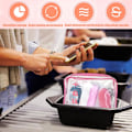 Miniatyrbillede 4 af 7: Klar Rejsetoilettaske TSA Godkendt Kvart Størrelse Rejsetaske Klar Lufthavnshåndbagage Flydende Kosmetikpung Klar Brusepose Transparent Sikkerhed rose Red