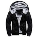 Miniatyrbillede 1 af 7: Mænds Trøje med Hætte, Varm Fleeceforet Sweaterjakke, Vinter Gym Fleece Hoodie, Fuldt Lynlås, Varm Tyk Frakke black 4XL