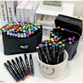 Miniatyrbilde 6 av 6: Multipak - Markører med etui - Dobbeltsidige - Flerfargede penner 24pcs