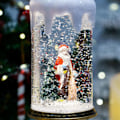 Miniatyrbillede 6 af 6: Flammeløs Lys Sne Globe USB Batteridrevet Glød Roterende Vand Flimrende Lys Julepynt til Hjem Indendørs og Udendørs B
