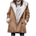 Miniatyrbillede 1 af 7: Damer Vinterjakker Udsalg Plus Størrelse Dame Fleeceforet Jakke Hoodies Lomme Uld Casual Hættetrøjer Horn Knapper Casual Varmt Jakke Trench XXL 02 Brown