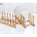 Miniatyrbild 4 av 7: 4-pack bambu skåp diskställ-tallriksställ stativ grytlockhållare, köksskåpsorganisatör för skål, kopp, skärbräda och mer, 33 x 12 x 10,5 cm