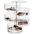 Miniatyrbillede 1 af 6: 360° Roterende Smykkeskrin med Opbevaringslåg, 5-Lags Smykkeorganisator til Ringe, Øreringe, Armbånd og Halskæder (Transparent)