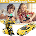 Miniatyrbild 3 av 7: Transformerande robot RC-bil 2.4Ghz Transformerande polisbil leksak En-klicks transformation Yellow