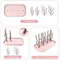 Miniatyrbillede 5 af 7: Flaske afløbsstativ, multifunktionelt flaskeopbevaringsstativ til tørring af flasker, sutter, kopper, genanvendelige flaskeholdertilbehør (lyserød) Pink