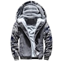 Miniatyrbillede 1 af 7: Mænds Trøje med Hætte, Varm Fleeceforet Sweaterjakke, Vinter Gym Fleece Hoodie, Fuldt Lynlås, Varm Tyk Frakke Dark Gray 2XL