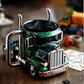 Miniatyrbillede 1 af 2: Håndlavet Lastbil Kaffekrus, 250ML Sættevognsformet Resin Kaffekrus, Lastbil Kaffekrus, Unik Gave til Kaffe- og Lastbilentusiaster green