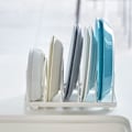 Miniatyrbild 5 av 8: Tallriksförvaringsställ, Vertikalt tallriksställ Avlopp, Skärbrädor, Bakverk, Serveringsbricka Hållare, Lock Organizer, Skåp Diskställ (Vit, 2-pack) White