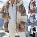 Miniatyrbillede 1 af 5: Dame Vinterjakke Plus Størrelse Hættetrøje Tyk Varmt Jakke Yderbeklædning med Lomme Lynlås Cardigan Khaki XL Khaki XL
