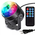 Miniatyrbilde 1 av 3: Diskokule med roterende RGB-lys + fjernkontroll (LED Party Light)