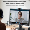Miniatyrbild 3 av 6: 1080P webbkamera med mikrofon, USB 2.0 webbkamera för stationär dator och bärbar dator med automatisk ljuskorrigering, Plug and Play, för videostreaming