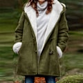 Miniatyrbillede 2 af 4: Damer Vinterjakker Udsalg Plus Størrelse Dame Fleeceforet Jakke Hoodies Lomme Uld Casual Hættetrøjer Horn Knapper Casual Varmt Jakke Trench 4XL 02 Army Green
