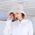 Miniatyrbillede 6 af 6: Bomulds hat med bred skygge, UPF50 UV-beskyttelse, sammenfoldelig strandhat, sommer bucket hat til rejser