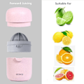 Miniatyrbillede 2 af 6: Citronpresser Enkel Manuel Citrus Orange Juicer Lille Bærbar Lime Juicer Kop med To Måder at Bruge til Forskellige Frugter Pink