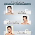 Miniatyrbillede 3 af 6: Genopladelig rejsemakeup-spejl med 72 LED-lys, bærbar belyst makeup-skønhedsspejl, 3 farvebelysning, dæmpbar berøringsskærm