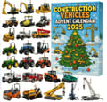Advent Calendar with Construction Vehicles - Acrylic Christmas Pendant