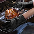 Miniatyrbild 2 av 6: 2 Silikonugnsvantar för kök, grillhandskar, set, par, grytunderlägg, ugnshandskar värmebeständiga svarta Black