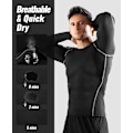 Miniatyrbillede 4 af 7: Pakke af Langærmede Løbetoppe til Mænd, Base Layer Kompressions Top T-Shirts, Hurtigtørrende Fugttransporterende Gym Atletisk Træning Workout Tee Shirts L Black+black