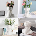 Miniatyrbilde 4 av 5: Hvit Keramisk Ansiktsvase, Kvinnelig Form Hode Halv Kropp Byste Vas Boho Dekorativ Moderne Nordisk Stil Blomster Vase