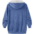 Miniatyrbillede 6 af 7: Hættejakke til kvinder, Teddy Fleece-frakke, Overgangsjakke med hætte og lommer, lynlås, efterår, vinter, plysjakke, fleecejakke, vinter 3XL B Blue