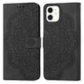 Mandala-preget flip-telefondeksel i lær til iPhone 12 mini