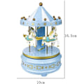 Miniatyrbild 3 av 3: Karusell Speldosa - Lättsnurrad Musikkarusell, Klassisk Dekoration med 4 Hästar, Ornament Barnfödelsedagspresent Bröllopsdekoration blue