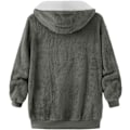 Miniatyrbillede 4 af 7: Hættejakke Dame Teddy Fleece Frakke Overgangsjakke med Hætte med Lommer Lynlås Efterår Vinter Plys Jakke Fleece Jakke Vinter 4XL C Grey