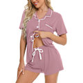 Miniatyrbild 1 av 6: Kvinnors Pyjamas Set Kortärmad Nattkläder Dam Button Down Nattkläder PJ Set med Ficka L Taro Purple