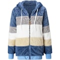 Miniatyrbillede 4 af 6: Hættejakke til kvinder, Teddy Fleece-frakke, Overgangsjakke med hætte og lommer, lynlås, efterår, vinter, plysjakke, fleecejakke, vinter XL J Blue