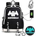 Miniatyrbillede 1 af 5: Marshmello Rygsæk USB Genopladelig Rygsæk Stor Kapacitet Studenter Skoletaske Farve-1 Color-1