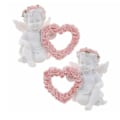 Miniatyrbillede 1 af 5: Sæt med 2 Valentinsdags-pynt - Engle med hjerte og rose - Kunsthåndværk i harpiks til Valentinsdag - Til kvinder, mænd og par