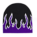 Miniatyrbild 1 av 3: Tjock Varm Öronmuff Beanie Hatt Män Vinter Flamma Tryck Cykling Stickad Hatt Kläder Tillbehör Lila purple