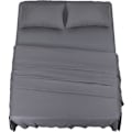 Pikkukuva 1 / 5: 4-osainen vuodevaatesetti 150x200 - Harjattua mikrokuitupolyesteriä - Lakana, pussilakana ja 2 tyynyliinaa grey